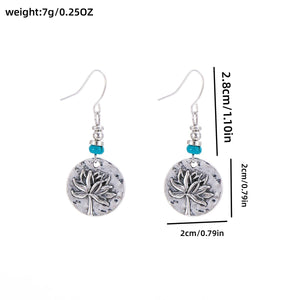 Turquoise Plant Lotus Pendant Earrings