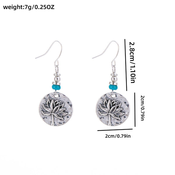 Turquoise Plant Lotus Pendant Earrings