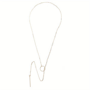 Golden and Silvery Chain Metal Circle Necklace, Simple and Fashionable, Perfect for Gift and Daily Wear