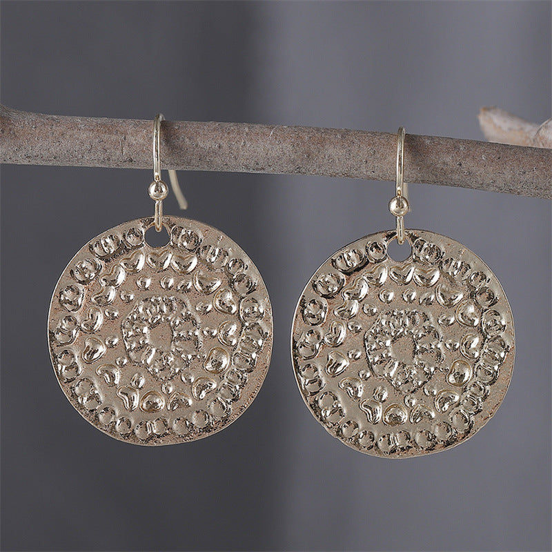 Personalized Geometric Round Floral Earrings