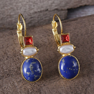 Minimalist pearl and blue turquoise earrings