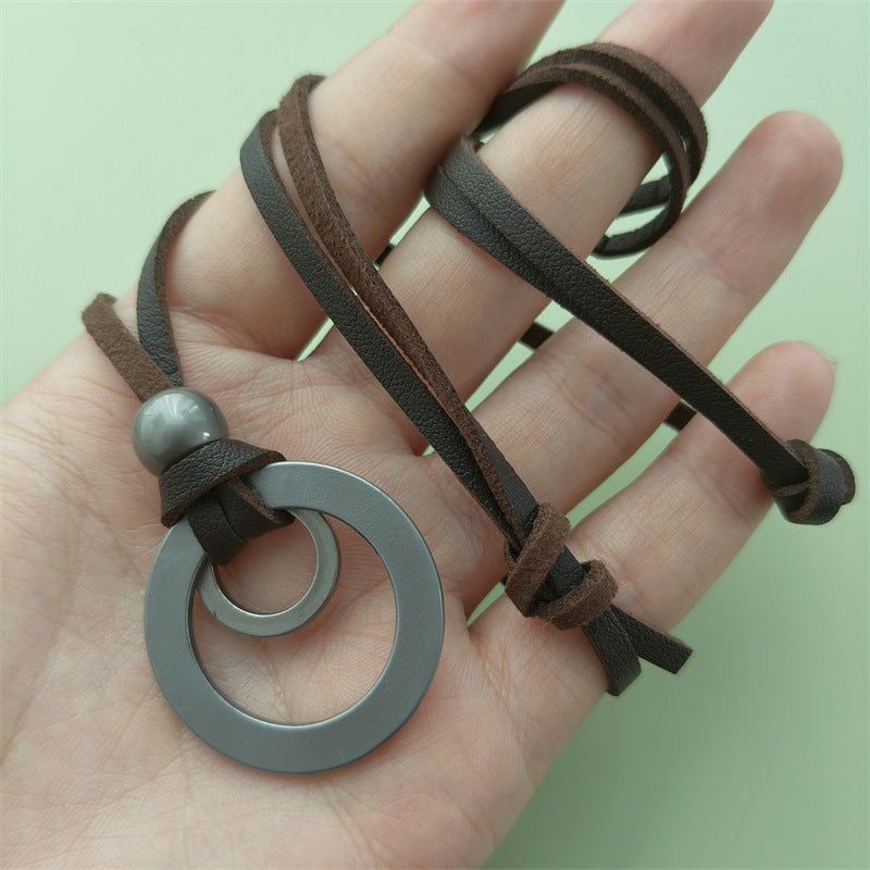 Double Cowhide Necklace