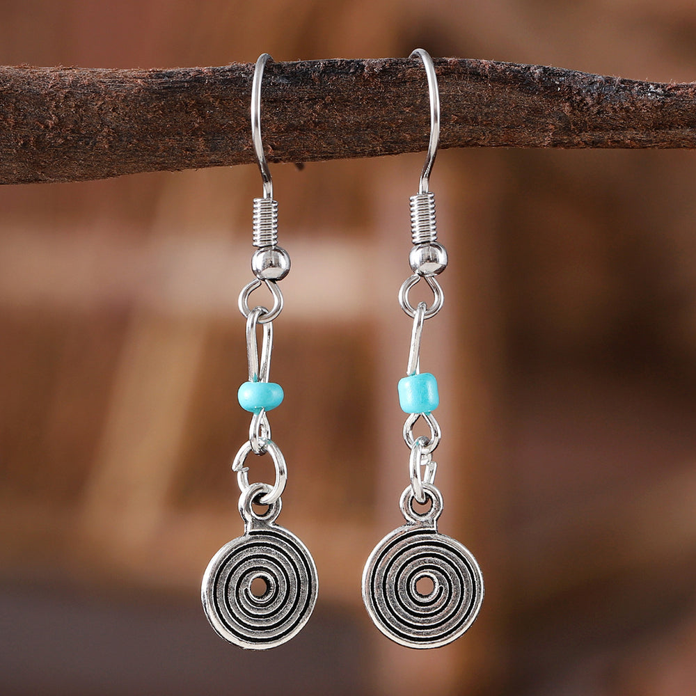 Bohemian Spiral Set Turquoise Dangle Earrings