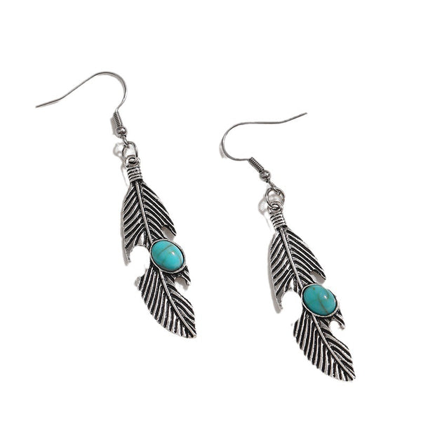Feather and Turquoise Earrings
