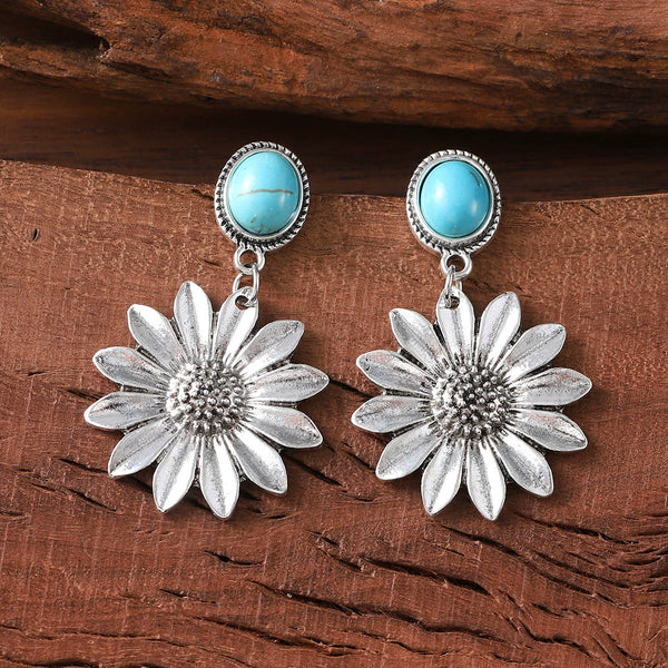 Vintage Turquoise Alloy Dangle Earrings