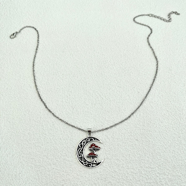 Moon Red Mushroom Earrings Necklace
