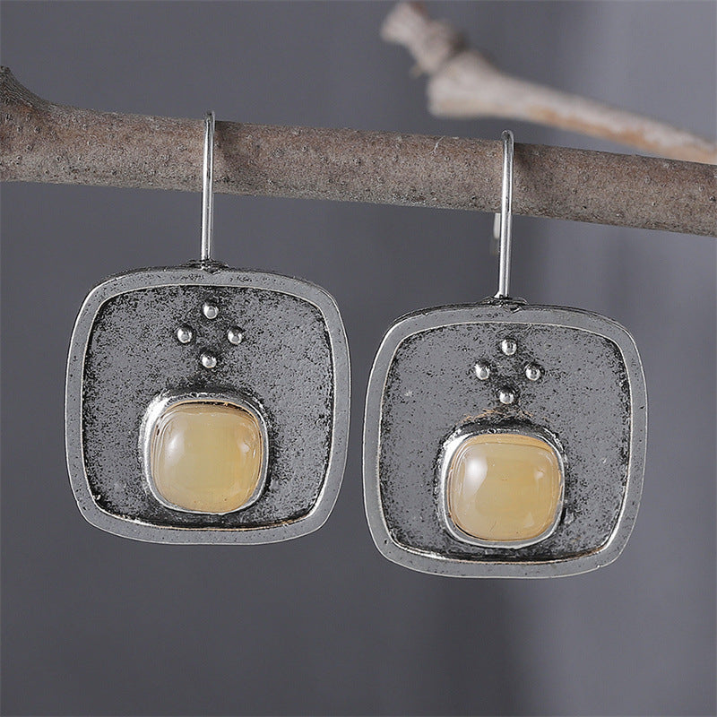 Ethnic Geometric Gemstone Earrings