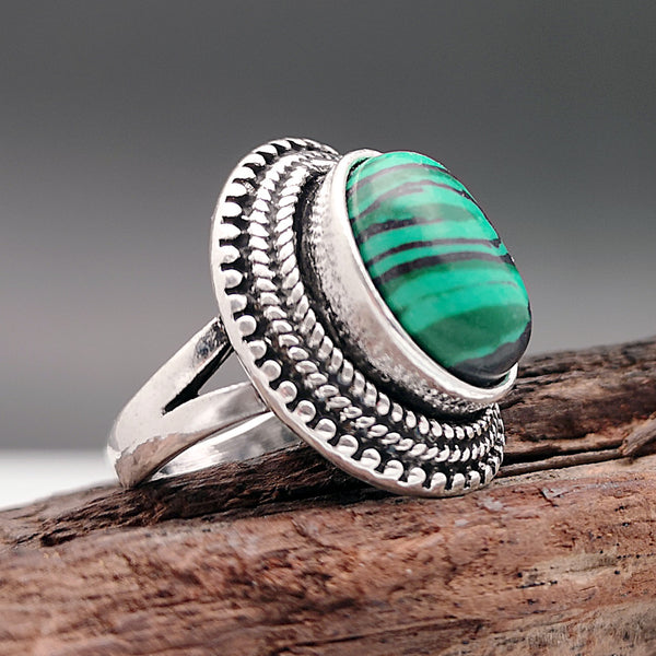 Natural Watermelon Green Peacock Ring