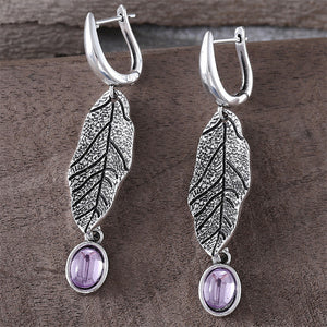 Simple Leaf Textured Dangle Earrings