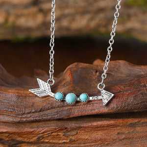 Boho Gold Arrowhead Turquoise Necklace