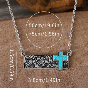 Square Turquoise Cross Necklace