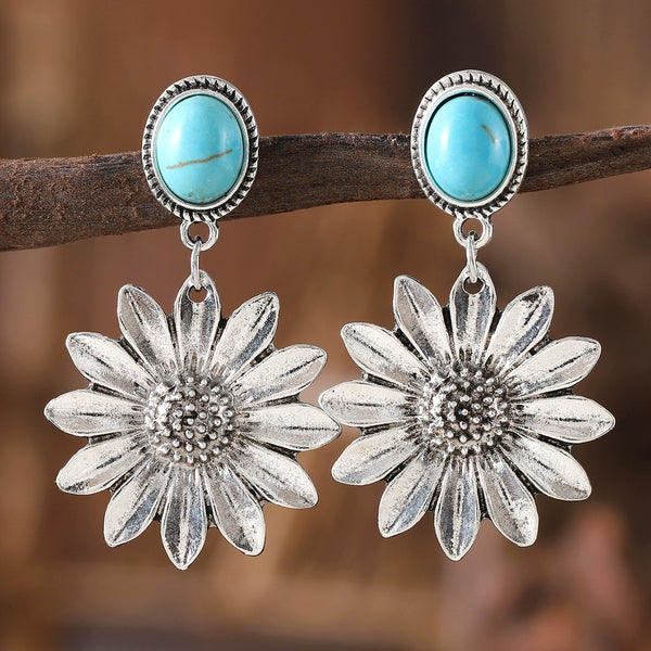 Vintage Turquoise Alloy Dangle Earrings