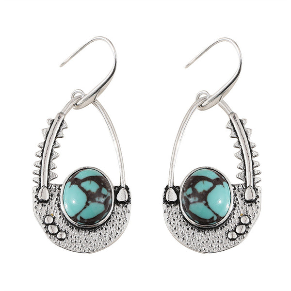 Round Gemstone Ethnic Earrings
