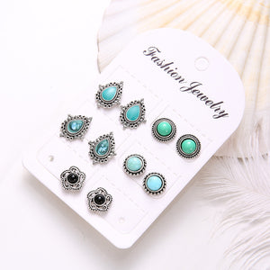 5 Pairs of Turquoise Vintage Boho Earrings