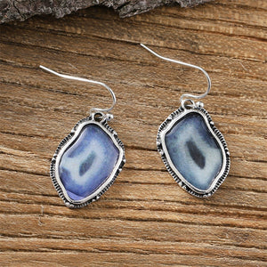 Gradient Color Bohemian Faux Amethyst Agate Dangle Earrings