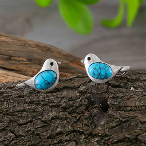 Bird Earrings with Turquoise