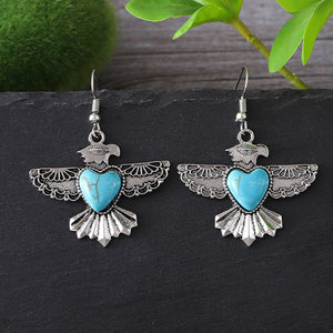 Boho Turquoise Eagle Earrings