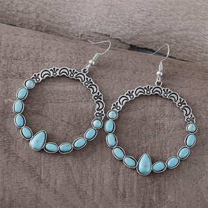 Oval Teardrop Moon Flower Earrings