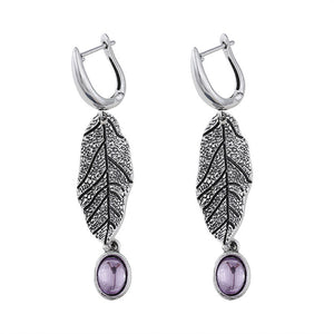 Simple Leaf Textured Dangle Earrings