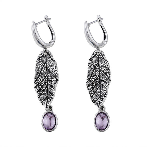 Simple Leaf Textured Dangle Earrings