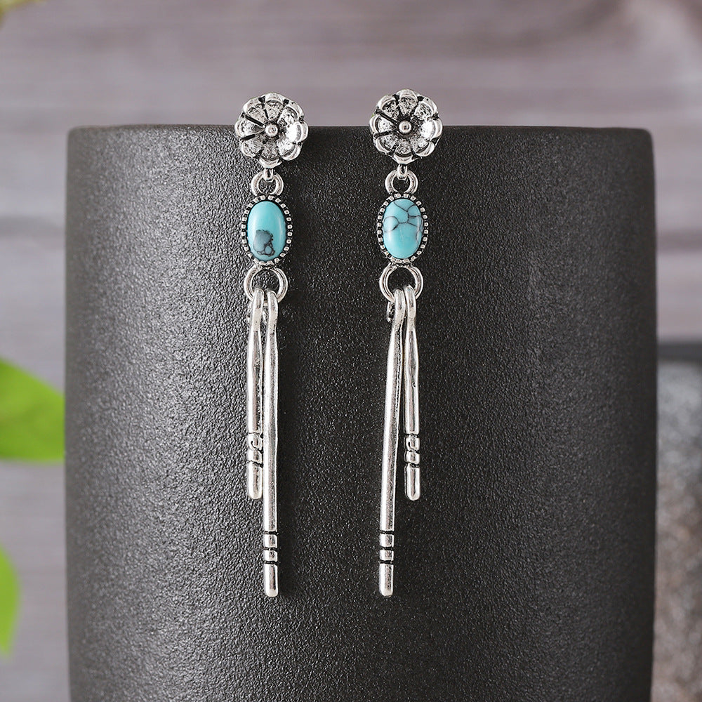 Turquoise Tassel Earrings