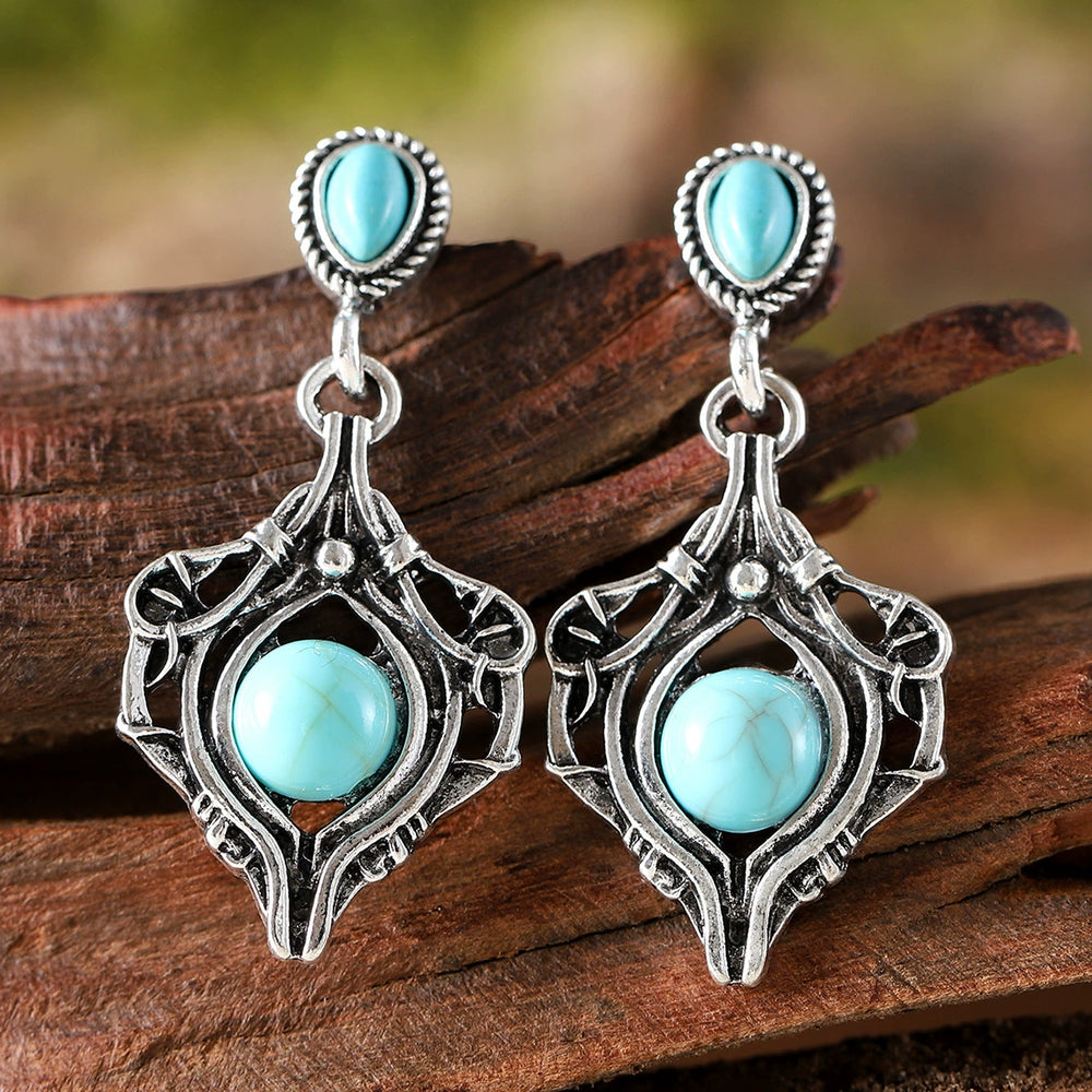 Bohemian Inlaid Turquoise Earrings