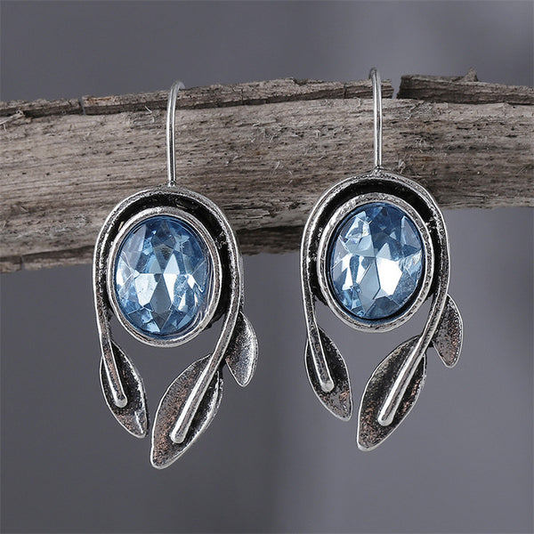 Simple Leaf Oval Earrings