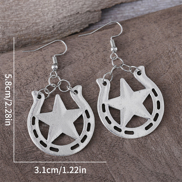 Simple Western Horseshoe Dangle Earrings