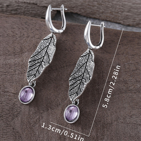 Simple Leaf Textured Dangle Earrings