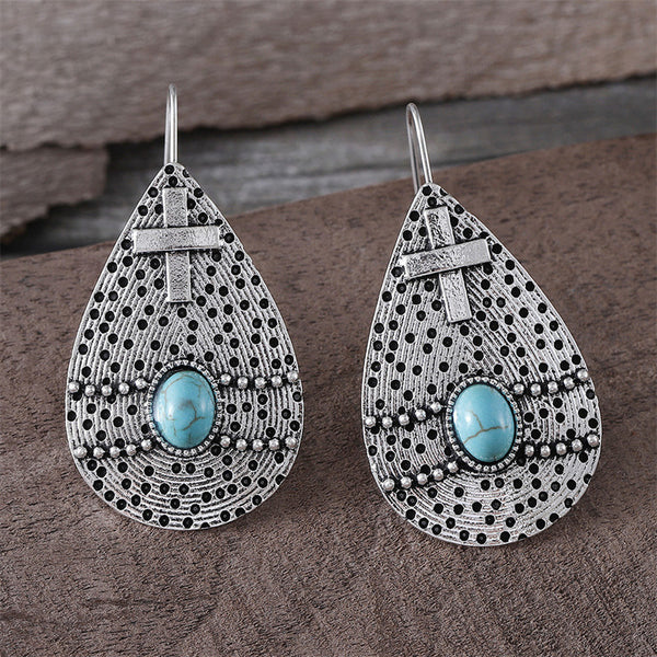 Ethnic Cross Floral Earrings