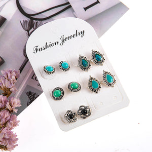 5 Pairs of Turquoise Vintage Boho Earrings