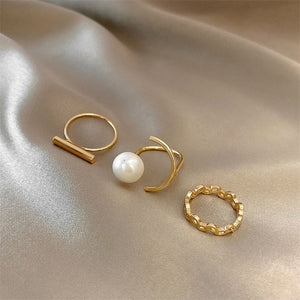 Vintage Roman Numeral Hexagram 3 Piece Ring Set