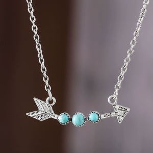 Boho Gold Arrowhead Turquoise Necklace