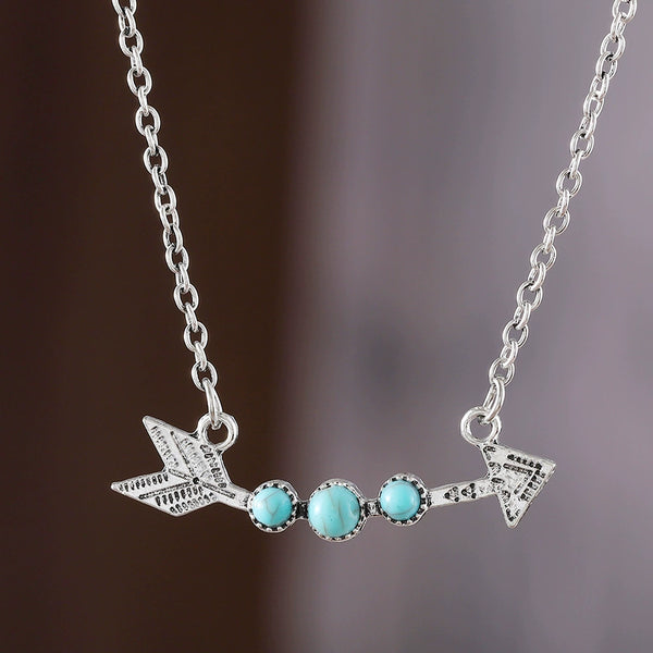 Boho Gold Arrowhead Turquoise Necklace