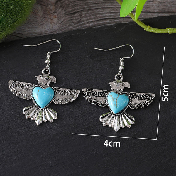Boho Turquoise Eagle Earrings