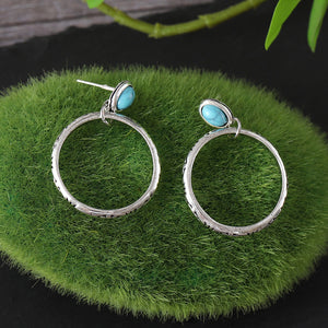 Geometric Oval Gemstone Earrings
