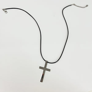 Personalized Cross Black Rope Necklace