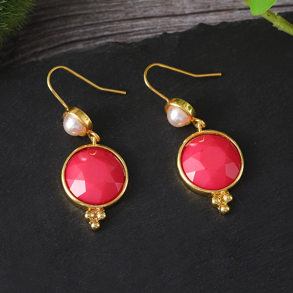 Geometric Round Pearl Earrings