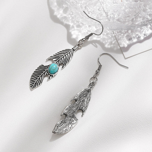 Feather and Turquoise Earrings