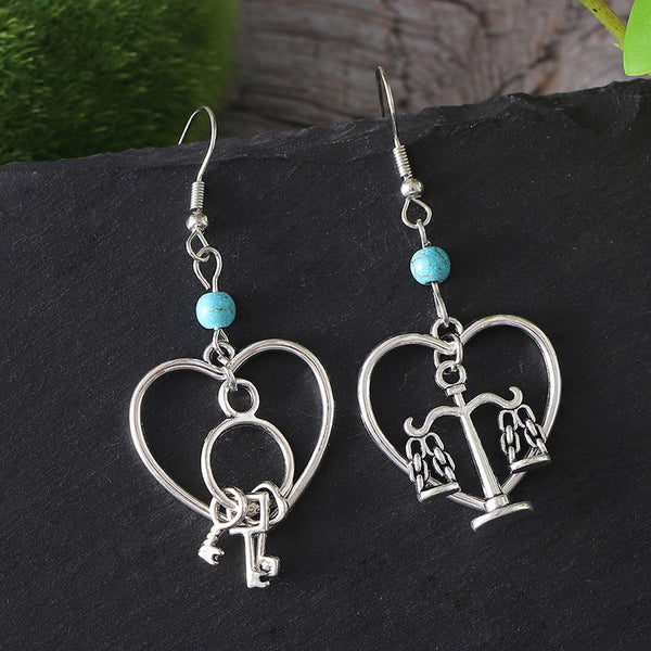 Key Lock Balance Dangle Earrings