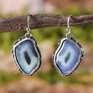 Gradient Color Bohemian Faux Amethyst Agate Dangle Earrings