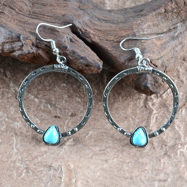 Classical Ethnic Style Inlaid Turquoise Earrings