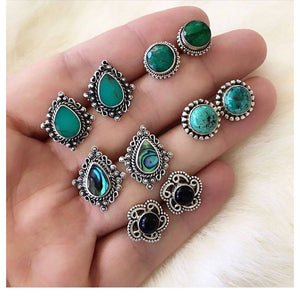 5 Pairs of Turquoise Vintage Boho Earrings