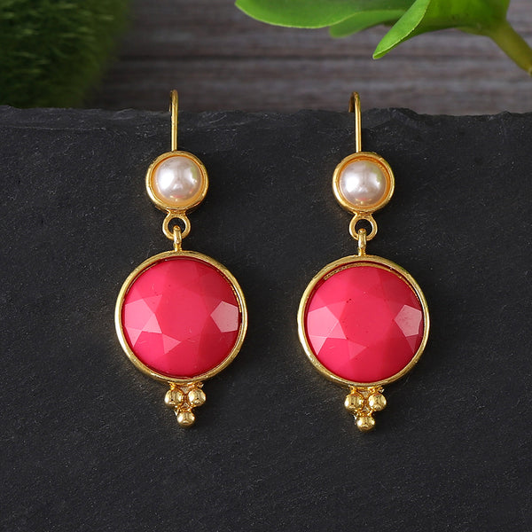 Geometric Round Pearl Earrings