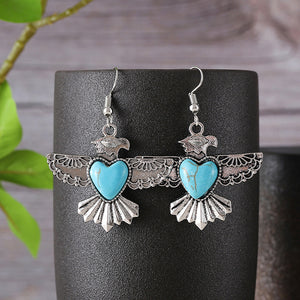 Boho Turquoise Eagle Earrings