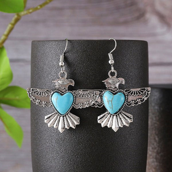 Boho Turquoise Eagle Earrings