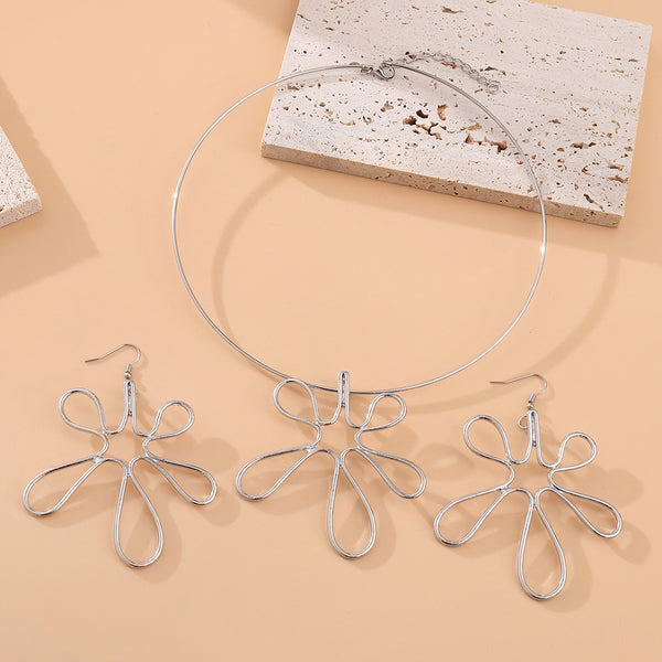 Flower Earrings Necklace Set
