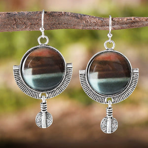 Vintage Round Ethnic Sunset Quicksand Dangle Earrings