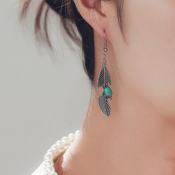 Feather and Turquoise Earrings