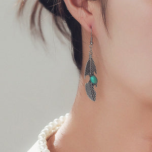 Ethnic Feather and Turquoise Earrings